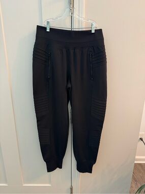 Athleta Black Jogger Pants with Rib Detailing